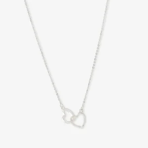 Collier chaîne fine cœurs entremêlés argenté