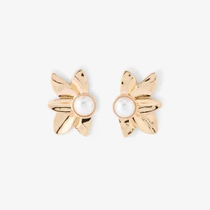 Boucles d'oreilles demi fleurs avec perle