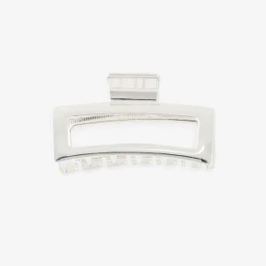 Grande pince rectangulaire argentée