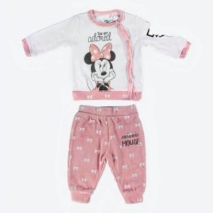 Ensemble de vêtements Minnie Mouse Bébé rose-blanc