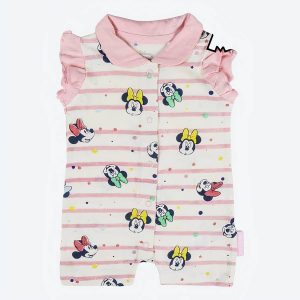 Barboteuse sans manches Minnie Mouse blanc rose pour bébé