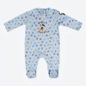 Barboteuse manches longues Mickey Mouse bleu ciel