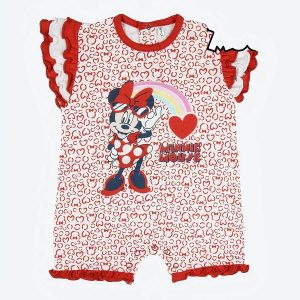 Barboteuse à manches courtes pour bébé Minnie Mouse Rouge Blanc