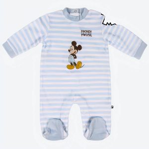 Barboteuse à manches longues pour bébé Mickey Mouse Gris Blanc