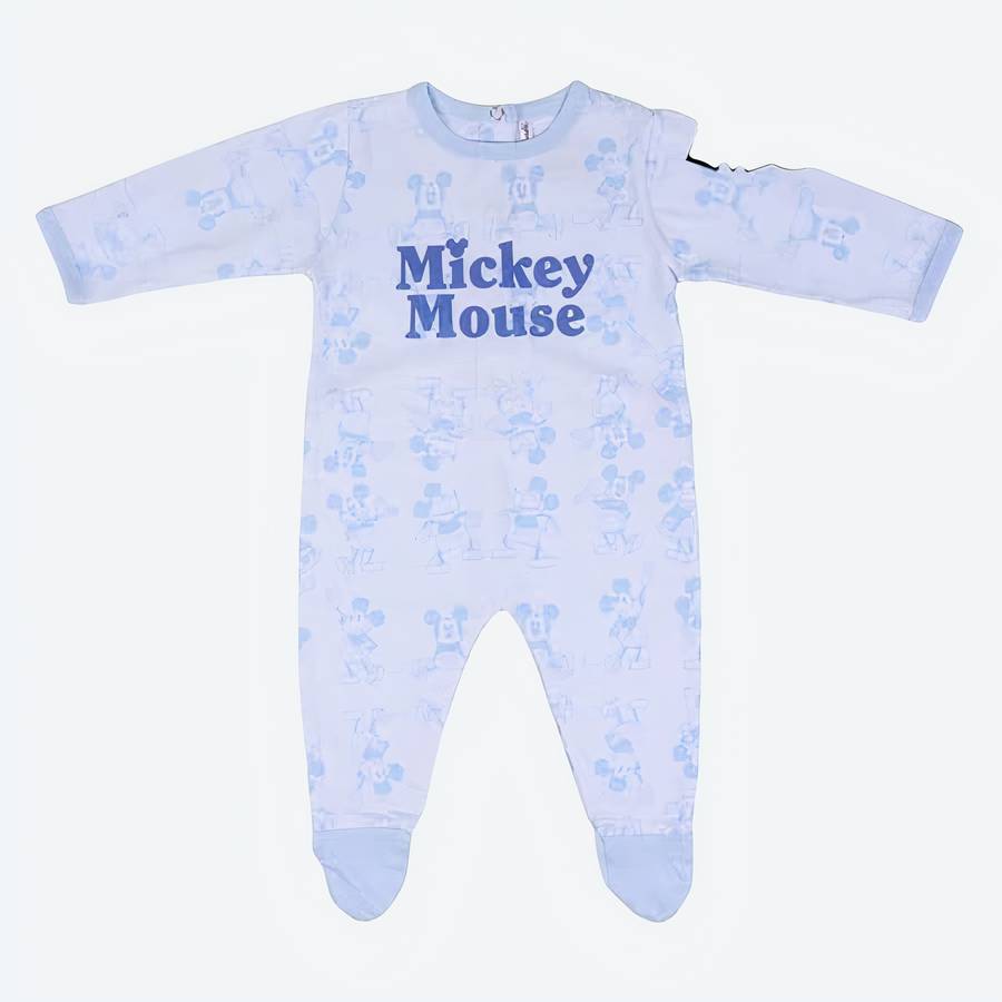 Barboteuse bleue à manches longues Mickey