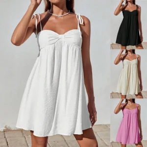 Robe Mini Élégante Unie pour Femme – Coupe Ample Confortable et Stylée