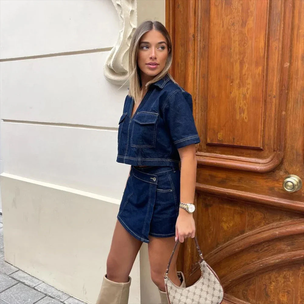 Ensemble en Jean Femme Haut avec Jupe-Short – Image 3