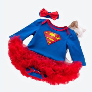Déguisement bébé Super Man avec body manches longues et volants