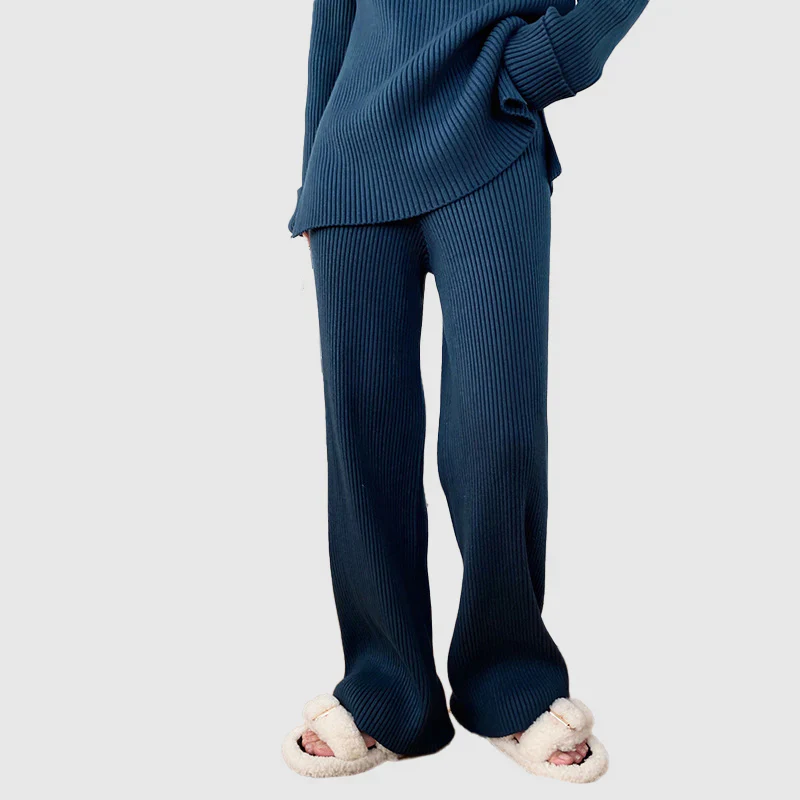 Ensemble Deux-Pièces en Maille Côtelée pour Femme – Pull Confortable & Pantalon Large – Image 6