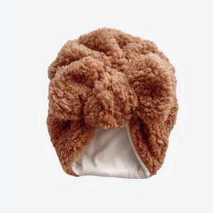 Turban pour bébé  d’hiver en tissu épais marron