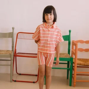 Cycliste Jeannie Rayures Rose Rouge