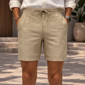 Shorts Homme en Mélange de Coton avec Coulisse – Décontractés d’Été