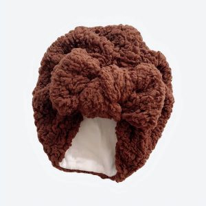 Turban pour bébé  d’hiver en tissu épais marron foncé