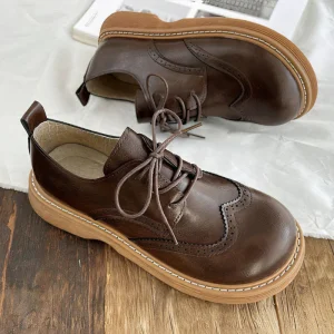 Chaussures Oxford en Cuir Style Rétro pour Femme – Élégance et Confort