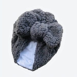Turban pour bébé  d’hiver en tissu épais gris