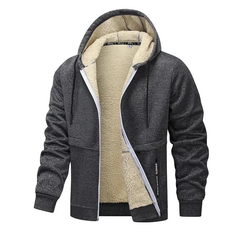 Hoodie Homme Zip Sherpa Doublé – Veste Décontractée Chaude Premium – Image 2