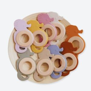 Anneau de dentition en bois pour bébé
