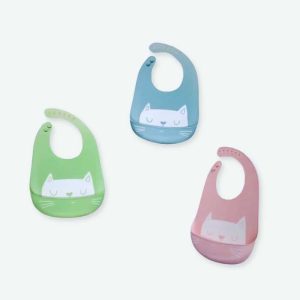 Bavoir en silicone imperméable à motif de chat pour bébé