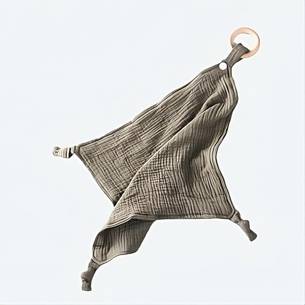 Doudou bébé mignon en coton avec anneau en bois pour filles et garçons – Image 6