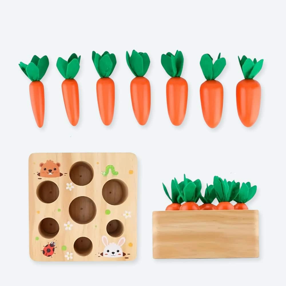 Jouet en bois motif carotte à tirer pour bébé – Image 2