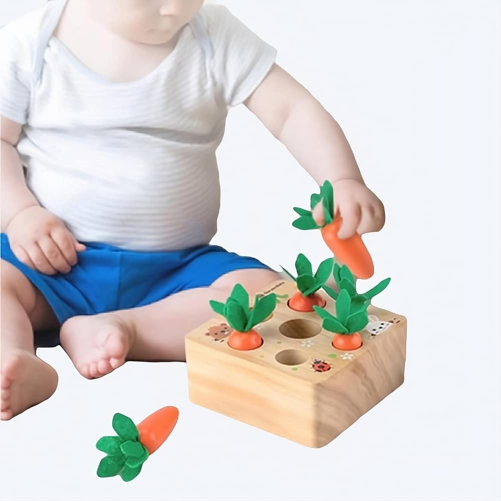 Jouet en bois motif carotte à tirer pour bébé – Image 6