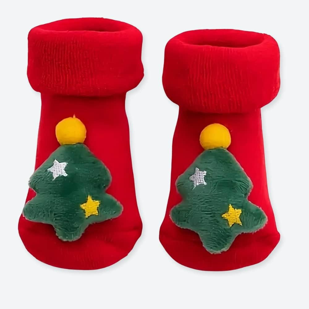 Chaussettes à motif sapin de noël en coton pour enfants – Image 2