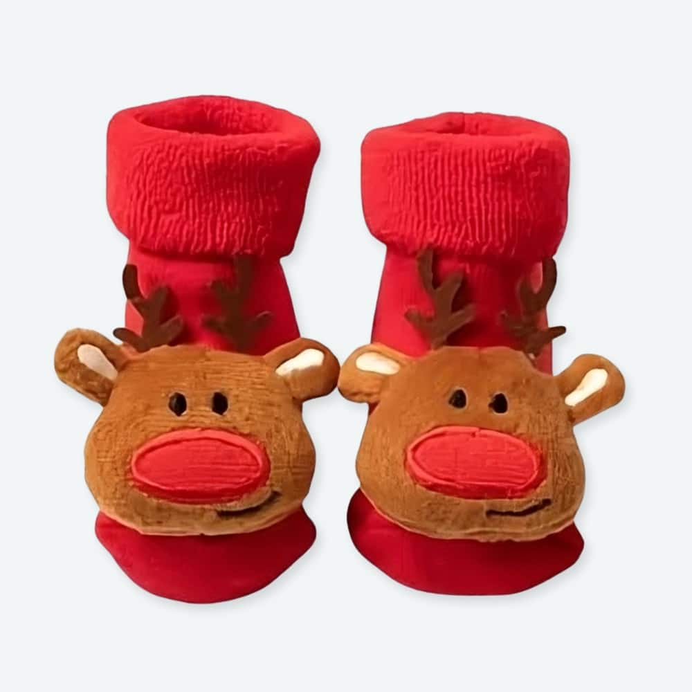 Chaussettes petits rennes de noël en coton pour enfants – Image 2
