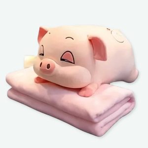 Oreiller cochon en peluche avec couette