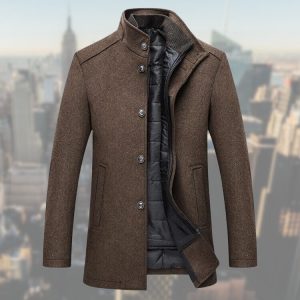 Manteau d’Hiver Homme en Mélange de Laine avec Gilet Amovible – Pardessus Mi-Long