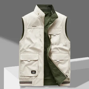 Gilet Utilitaire Premium Réversible Homme – Gilet en Coton à Poches Multiples