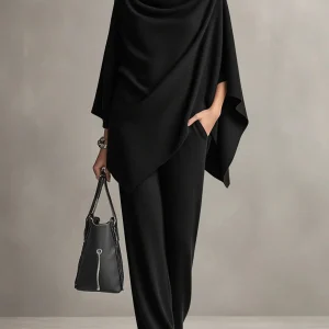 Ensemble Deux Pièces Drapé Élégant Femme – Tenue Coordonnée Stylée