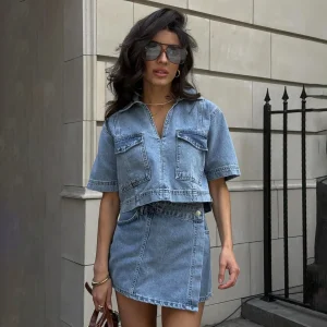 Ensemble en Jean Femme Haut avec Jupe-Short