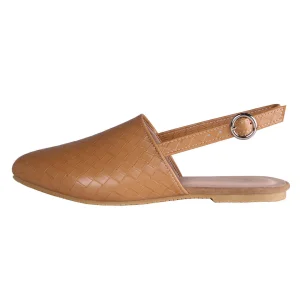 Mules Plates en Cuir Tressé Luxe Femme – Confort Pointu Slip-On