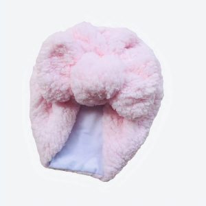 Turban pour bébé  d’hiver en tissu épais rose