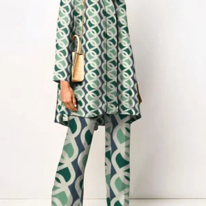 Ensemble deux pièces vintage élégant pour femme – Blouse et pantalon à la mode