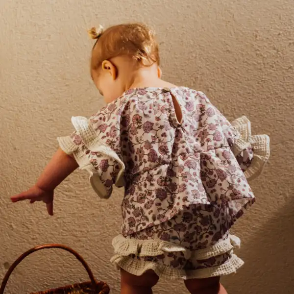 Short bébé en coton bio fleuri POIRIER – Image 8