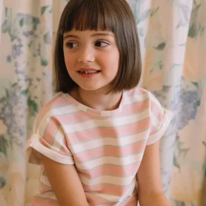 T-shirt Bama Rayures Fraise Pistache