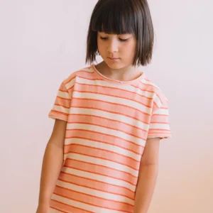 T-shirt Essential Terry Rayures Rose Rouge