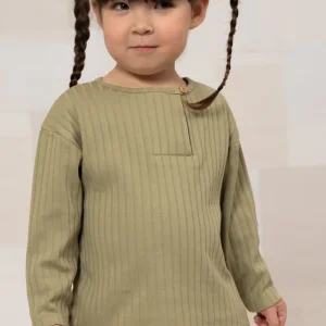 T-shirt Orso Rib ML Vert aloe