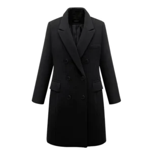 Manteau d’Hiver Long en Mélange de Laine pour Femme – Vêtement d’Extérieur Chaud à Boutonnage Double