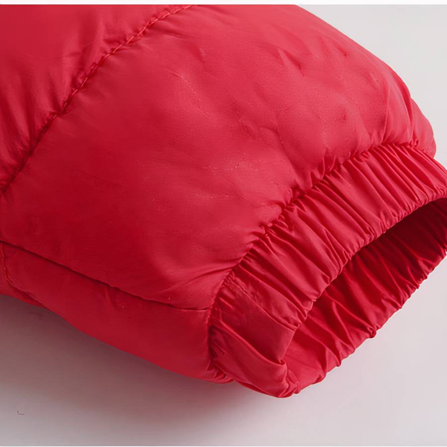 Doudoune bébé barbotteuse rouge avec capuche – Image 6