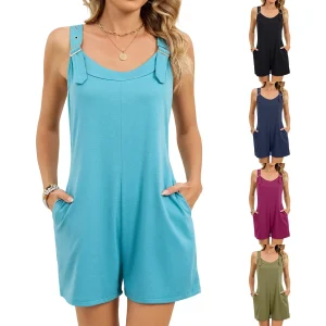 Short une pièce à boutons-pression pour femme – Combinaison décontractée et élégante