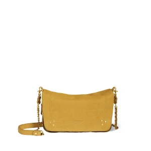 Sac Bobi S taurillon Imprimé Croco Moutarde