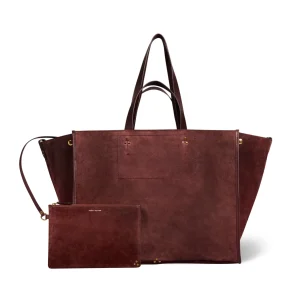 Sac Cabas Léon L croute velours Brulé