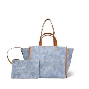Sac Cabas Léon M croute velours Washed Jean's