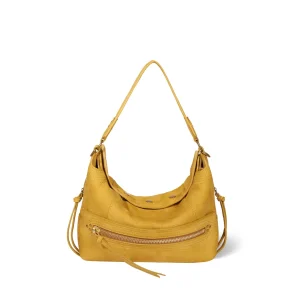 Sac Lucky Hobo taurillon Imprimé Croco Moutarde