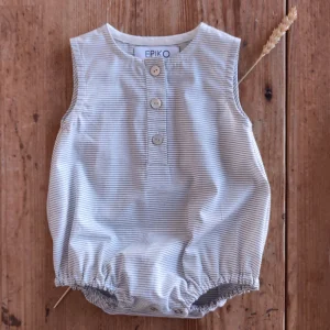 Barboteuse à fines rayures marine JASMIN