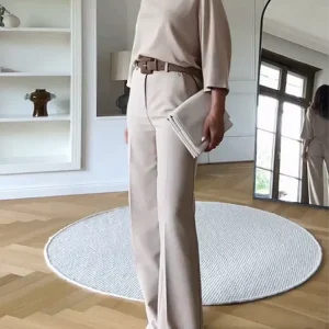 Ensemble Femme Élégant Deux Pièces – Haut à Manches Chauve-Souris et Pantalon Large