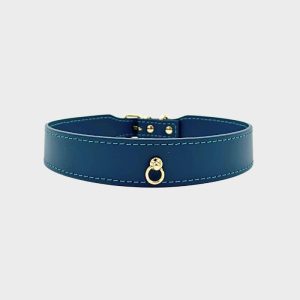 COLLIER EN CUIR POUR CHIEN - BLEU MARIN "NARA"