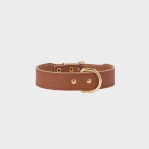 COLLIER EN CUIR POUR CHIEN - COGNAC